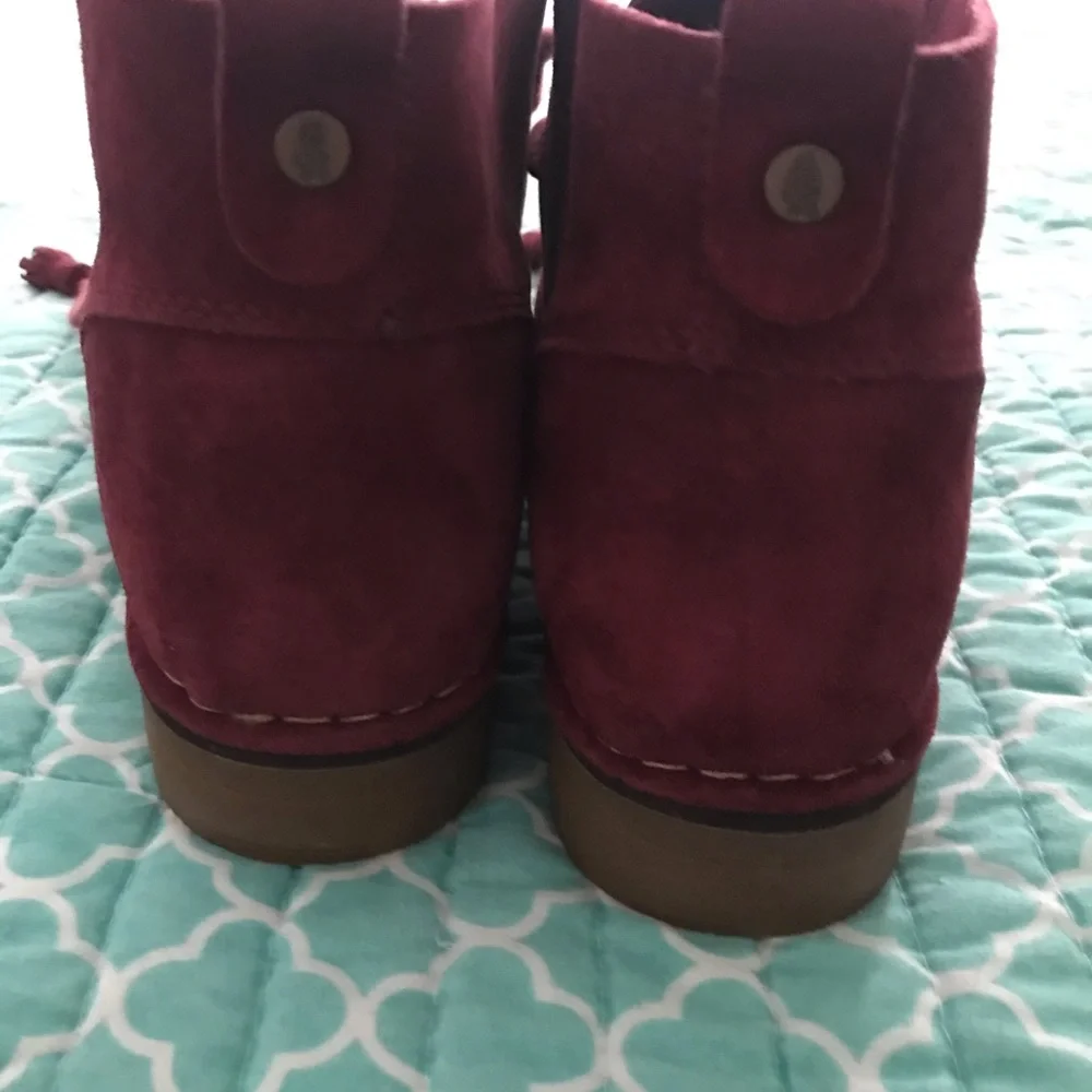 Hush Puppies Burgundy Suede Ankle Boots